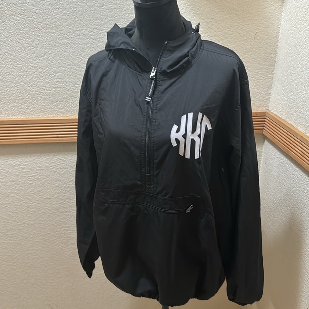 Charles River Apparel Black Windbreaker with White Kappa Kappa Gamma Size M - Picture 3 of 9